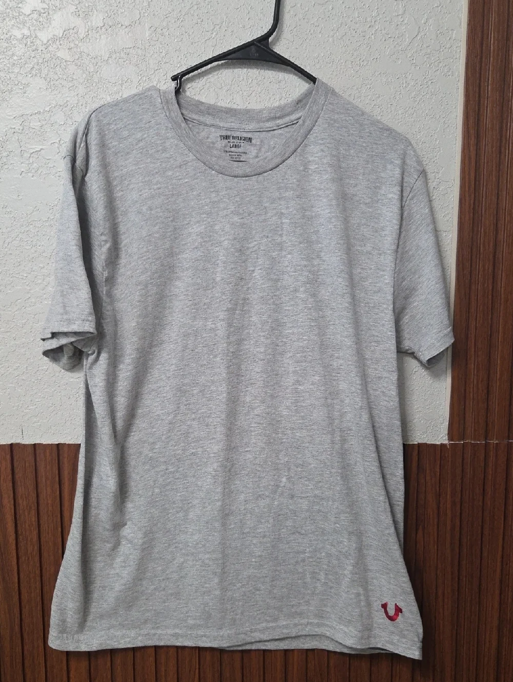 Short-Sleeve Crew T-Shirt — Heather Gray with Red Logo Large Sz [1029]